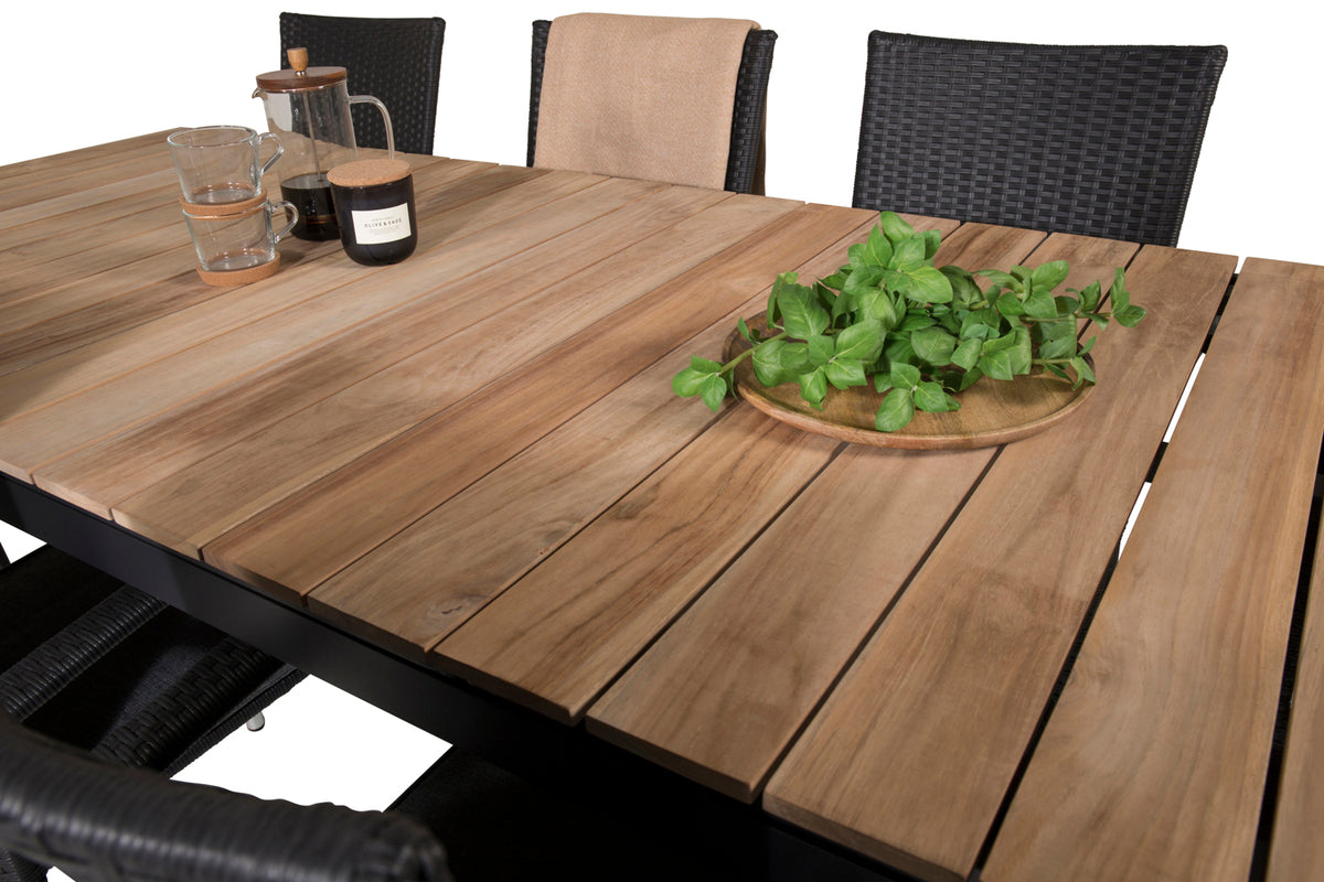 Mexico & Anna Spisebord 90x180/240 + Spisestole Sort