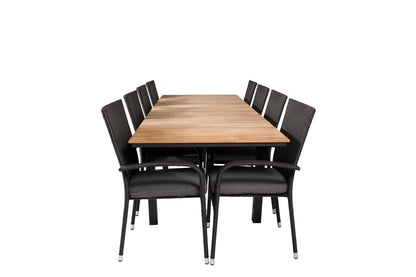 Mexico & Anna Spisebord 90x180/240 + Spisestole Sort