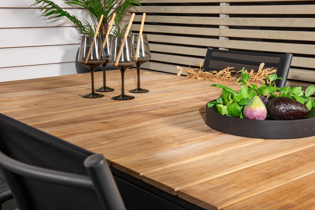 Mexico & Santorini Spisebord 160 x 90 + Spisestole Sort