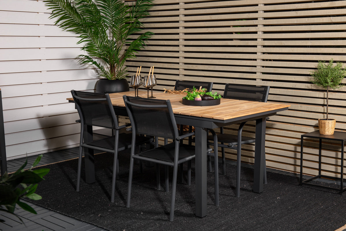 Mexico & Santorini Spisebord 160 x 90 + Spisestole Sort