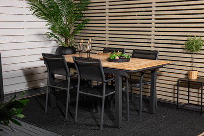 Mexico & Santorini Spisebord 160 x 90 + Spisestole Sort