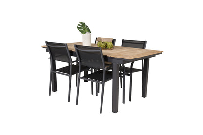 Mexico & Santorini Spisebord 160 x 90 + Spisestole Sort