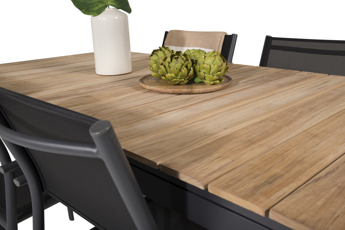 Mexico & Santorini Spisebord 160 x 90 + Spisestole Sort