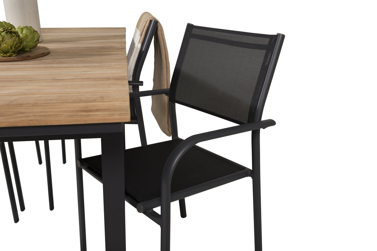 Mexico & Santorini Spisebord 160 x 90 + Spisestole Sort