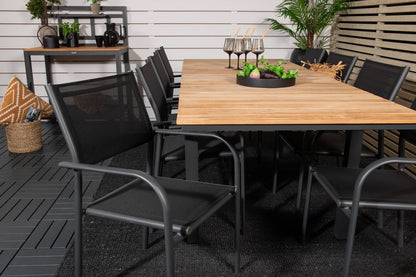 Mexico & Santorini Spisebord 160 x 90 + Spisestole Sort