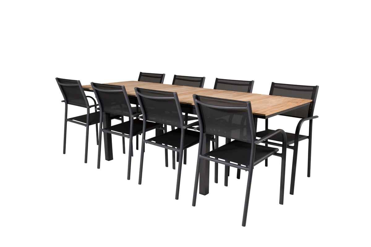 Mexico & Santorini Spisebord 160 x 90 + Spisestole Sort