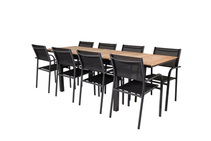 Mexico & Santorini Spisebord 160 x 90 + Spisestole Sort