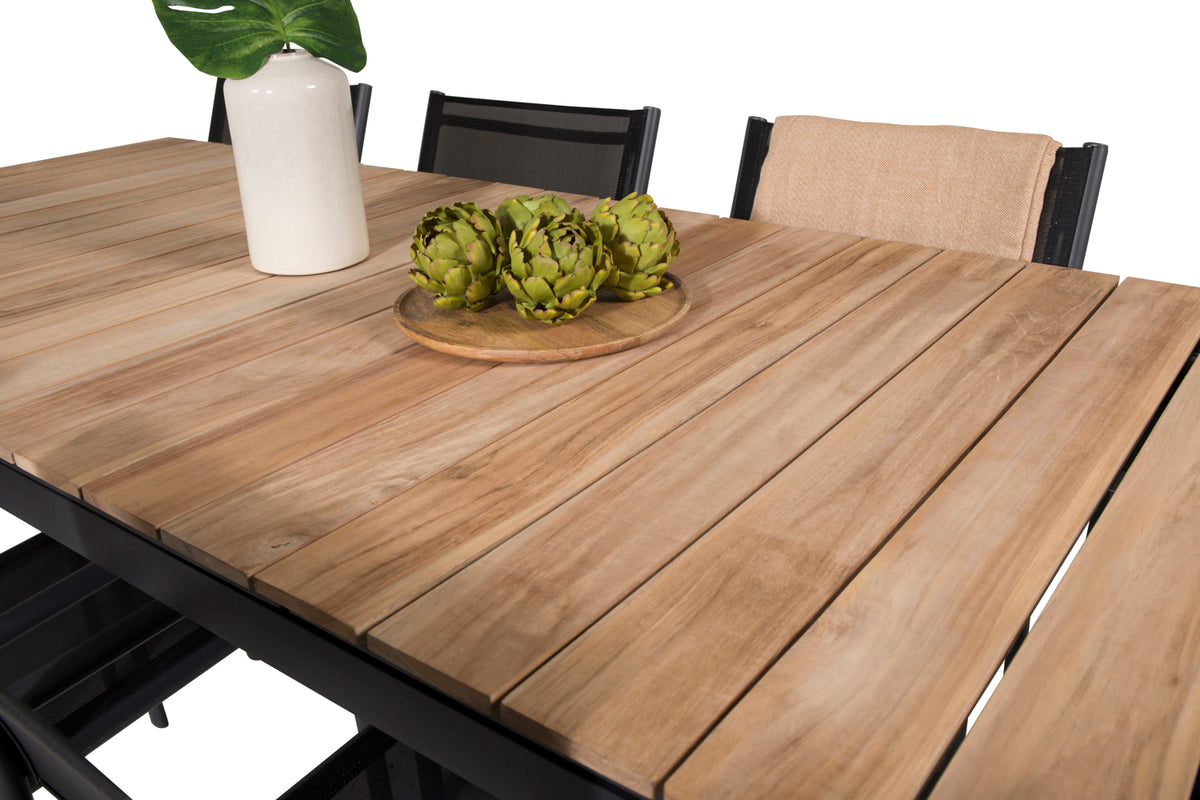 Mexico & Santorini Spisebord 160 x 90 + Spisestole Sort