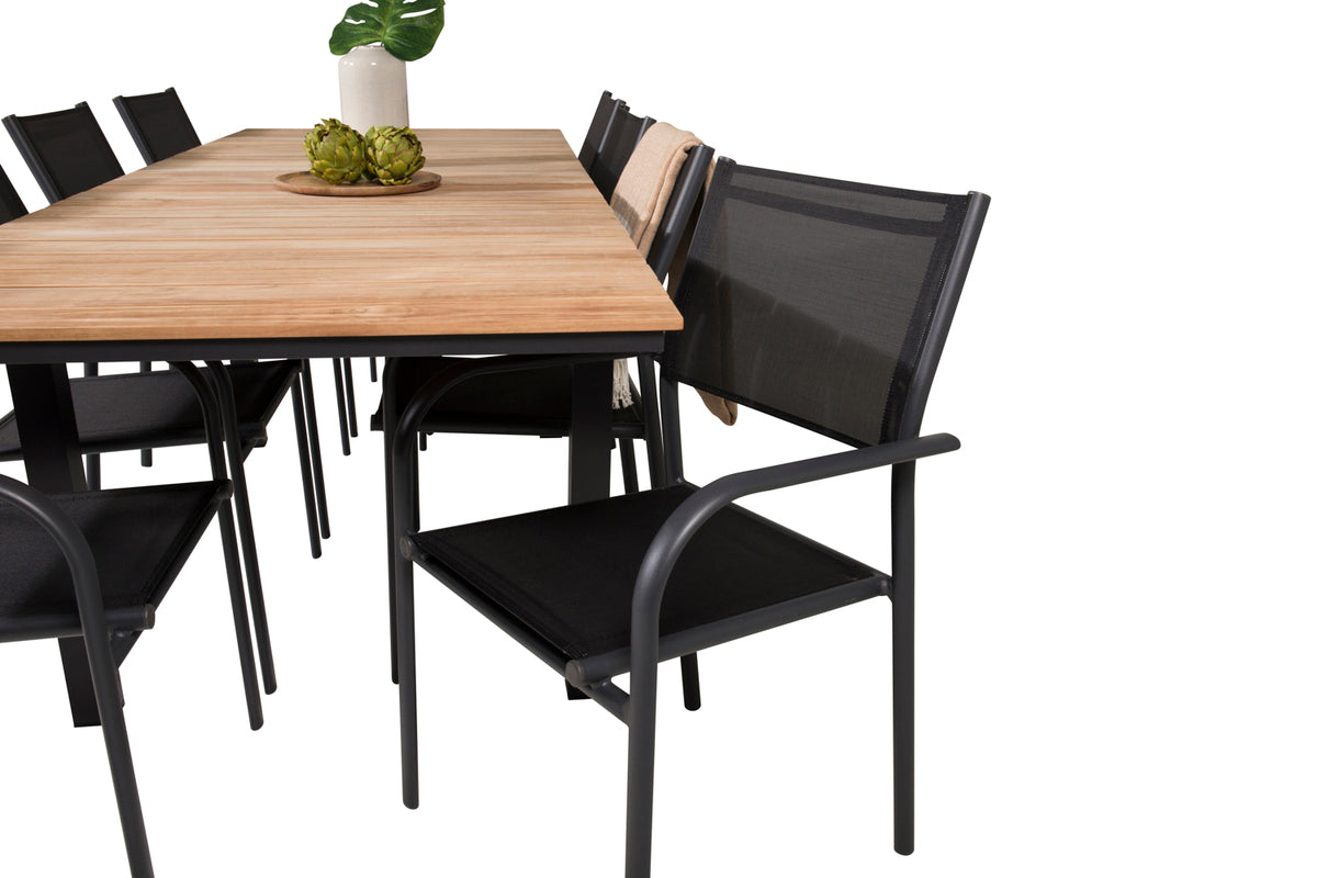 Mexico & Santorini Spisebord 160 x 90 + Spisestole Sort