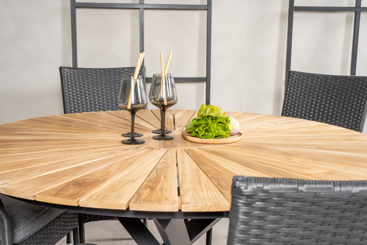 Mexico & Anna Rundt Spisebord ø140 Sort + Spisestole Sort