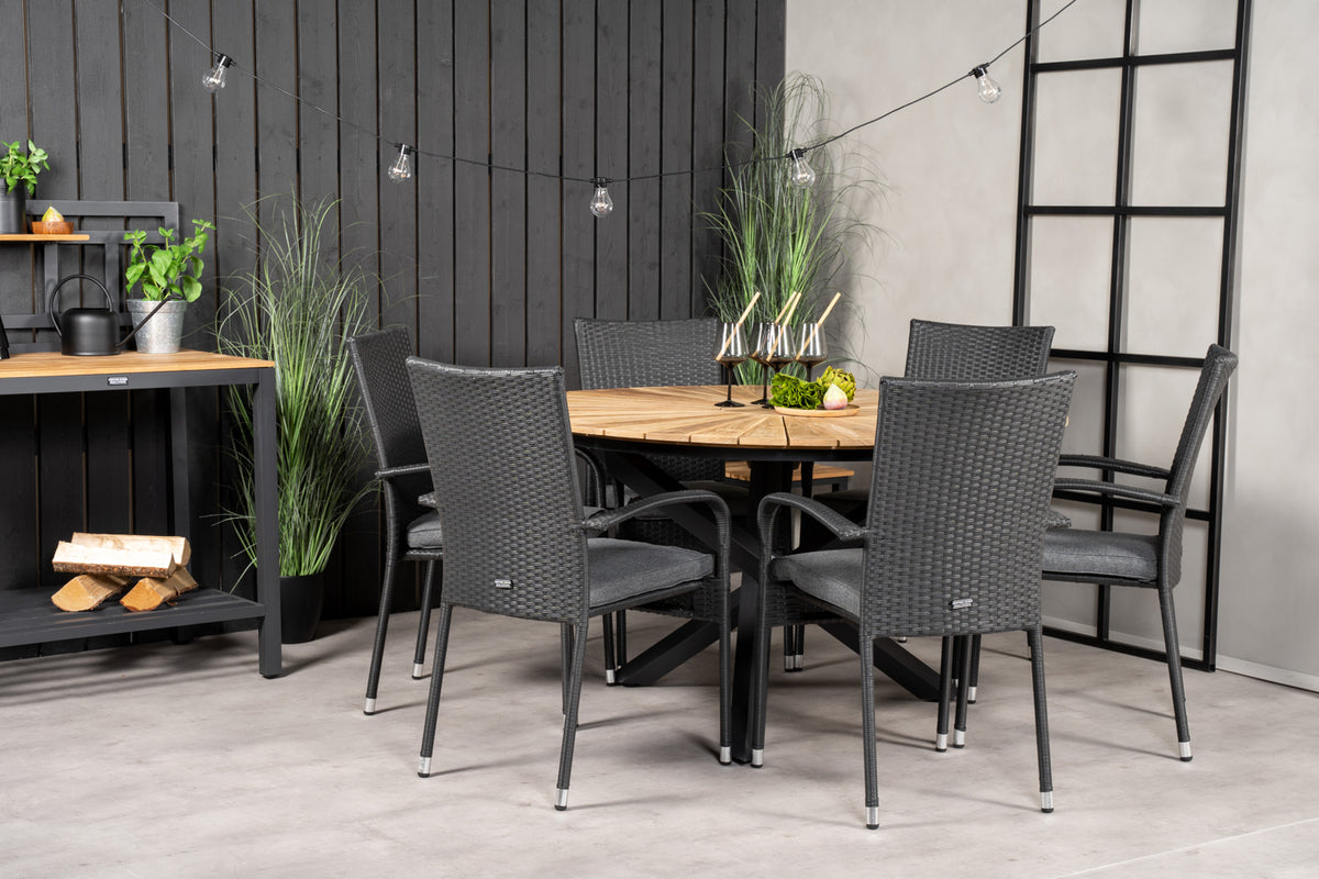 Mexico & Anna Rundt Spisebord ø140 Sort + Spisestole Sort