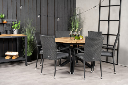 Mexico & Anna Rundt Spisebord ø140 Sort + Spisestole Sort