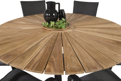 Mexico & Anna Rundt Spisebord ø140 Sort + Spisestole Sort