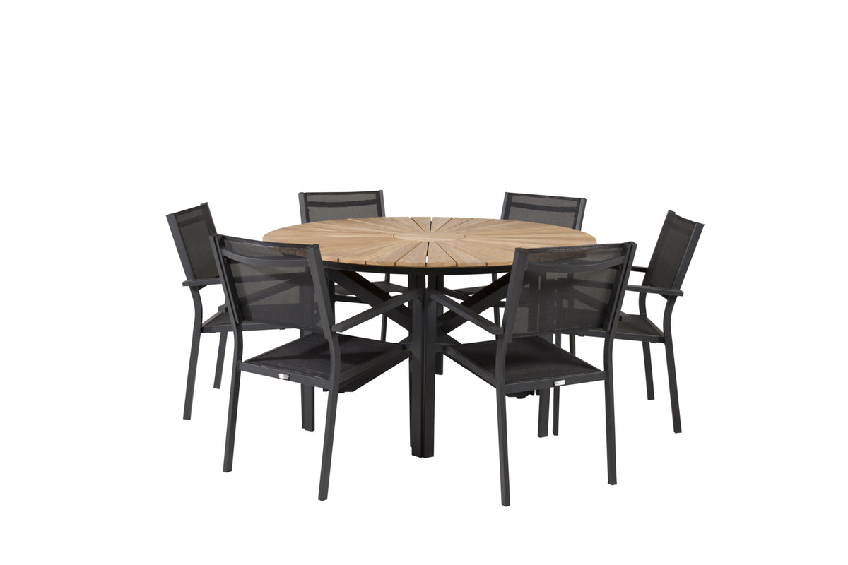 Copacabana & Mexico Spisestole Sort + Rundt Spisebord ø140 Sort