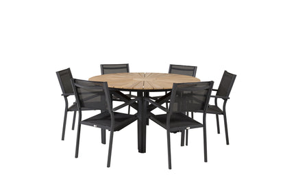 Copacabana & Mexico Spisestole Sort + Rundt Spisebord ø140 Sort