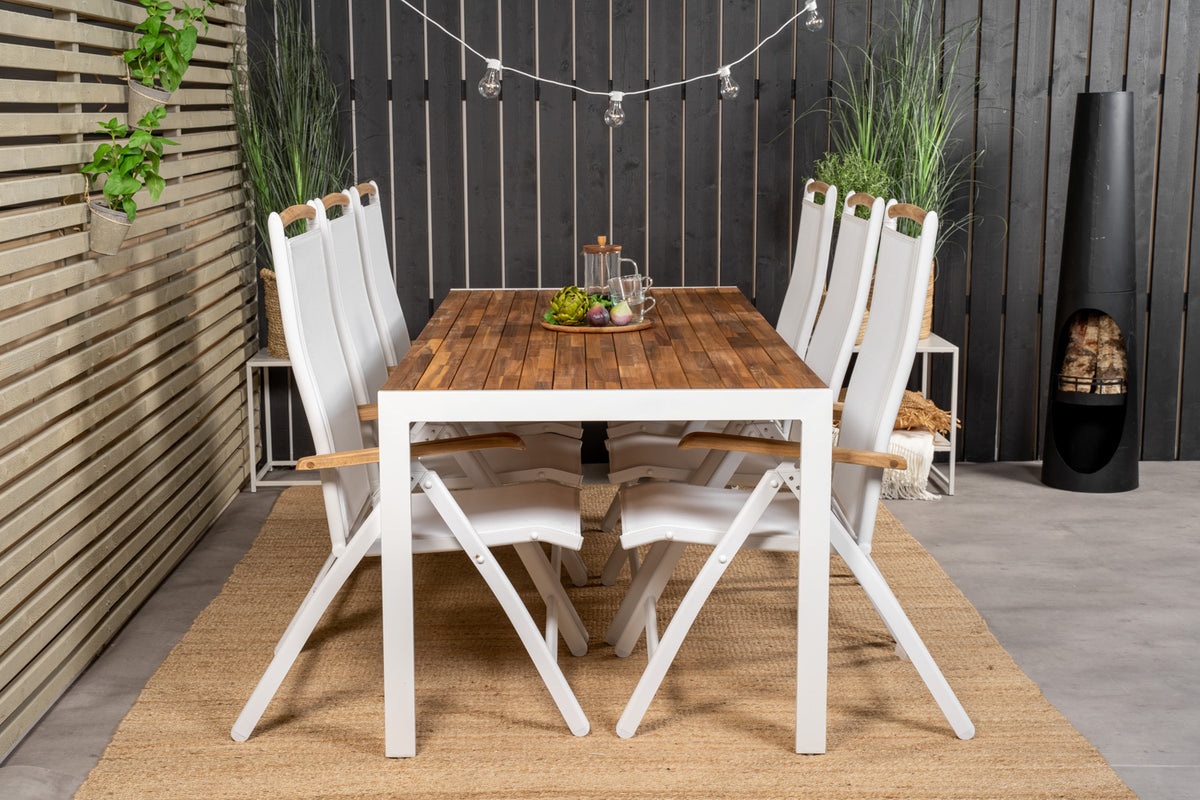 Panama & Bois Positionsstole Hvid + Spisebord 205x90