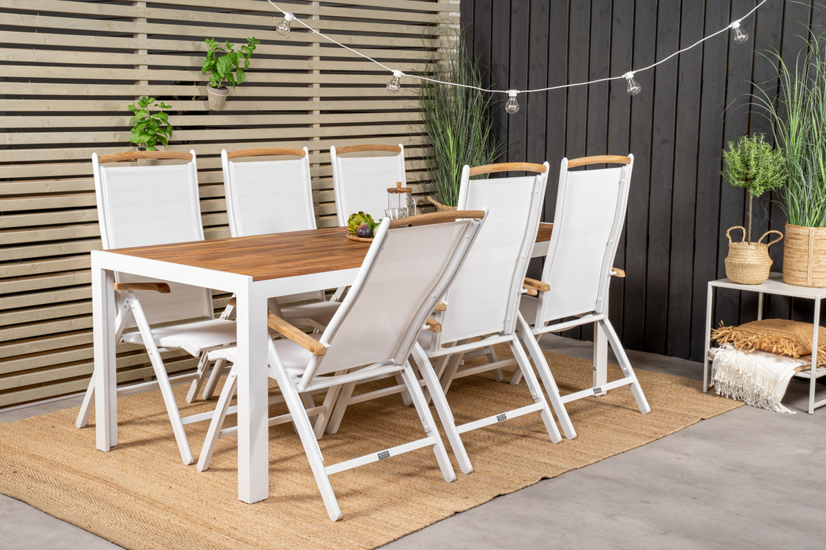 Panama & Bois Positionsstole Hvid + Spisebord 205x90