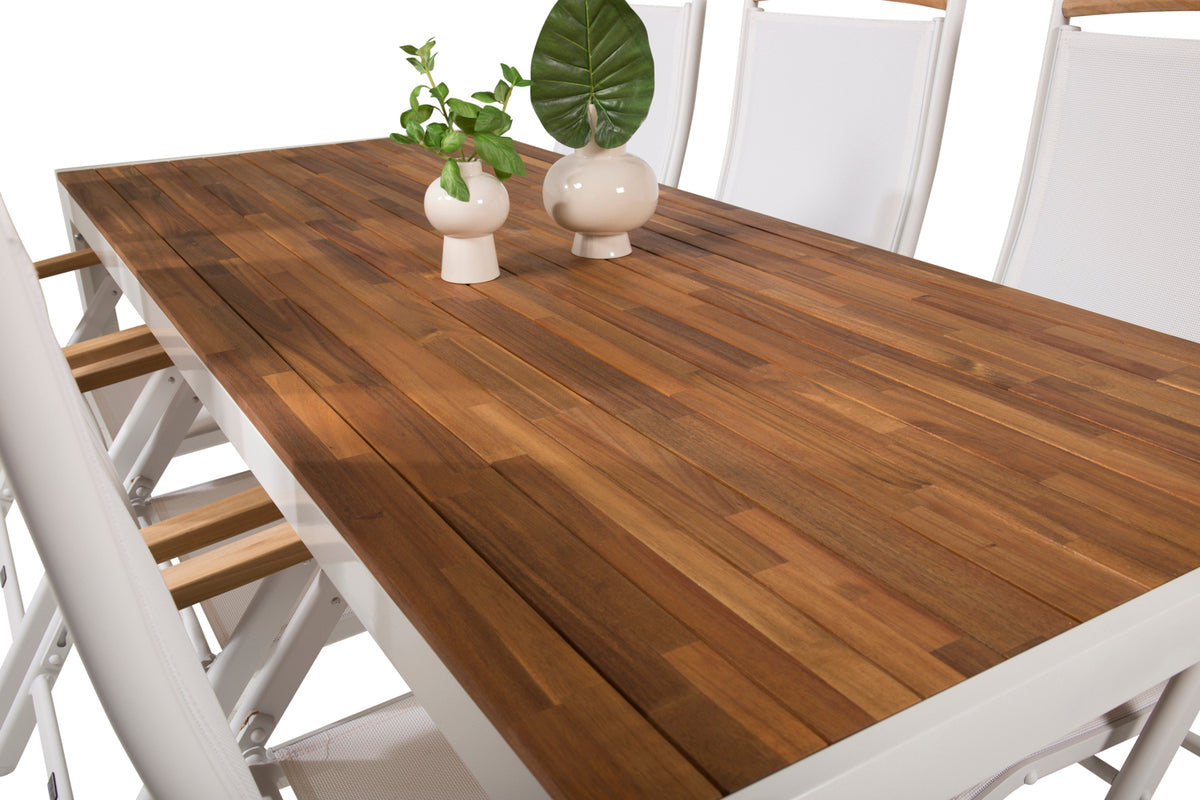 Panama & Bois Positionsstole Hvid + Spisebord 205x90