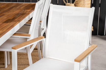 Texas & Bois Spisestole Hvid + Rektangulært Spisebord 205x90 Natur