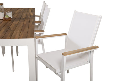 Texas & Bois Spisestole Hvid + Rektangulært Spisebord 205x90 Natur