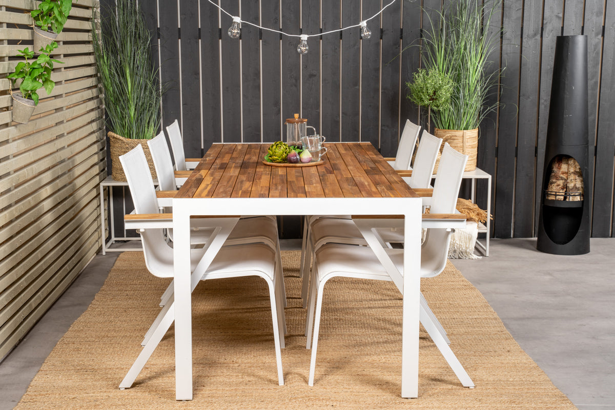 Mexico & Bois Spisestole Hvid + Spisebord 205x90