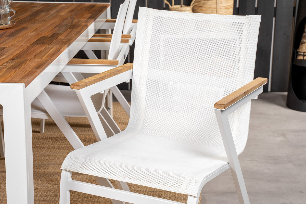 Mexico & Bois Spisestole Hvid + Spisebord 205x90