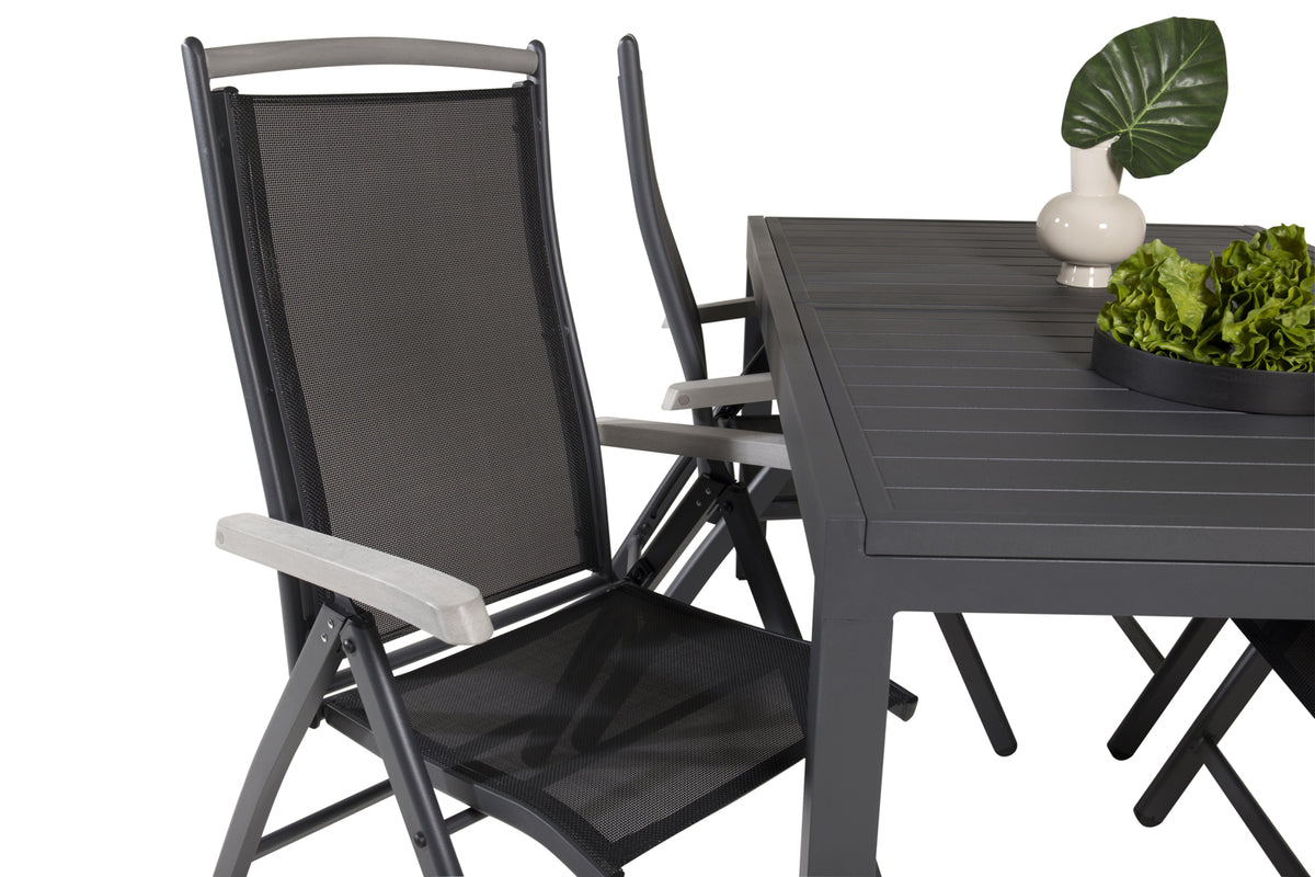 Albany & Marbella Positionsstole Sort + Spisebord 160x100x75