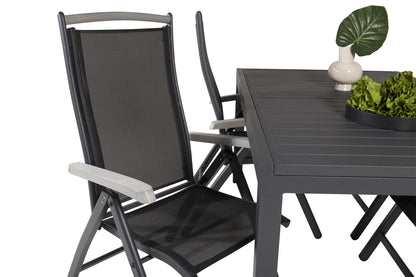Albany & Marbella Positionsstole Sort + Spisebord 160x100x75