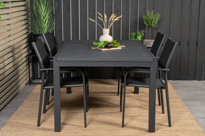 Santorini & Marbella Spisestole Sort + Spisebord 160x100x75