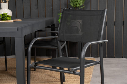 Santorini & Marbella Spisestole Sort + Spisebord 160x100x75