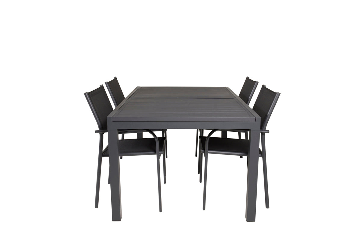 Santorini & Marbella Spisestole Sort + Spisebord 160x100x75