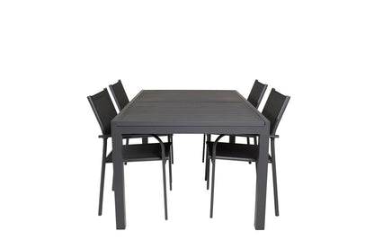 Santorini & Marbella Spisestole Sort + Spisebord 160x100x75