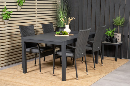 Anna & Marbella Spisestole Sort + Spisebord 160x100x75