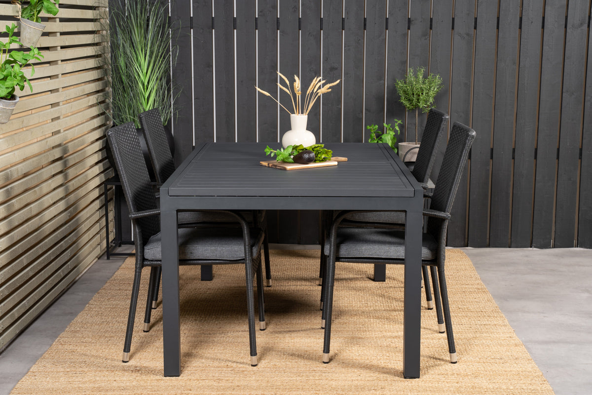 Anna & Marbella Spisestole Sort + Spisebord 160x100x75