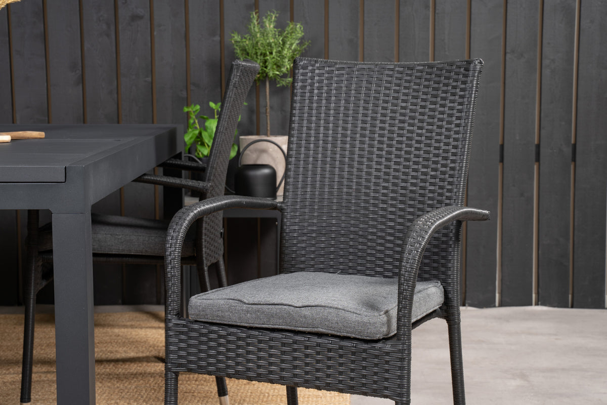 Anna & Marbella Spisestole Sort + Spisebord 160x100x75