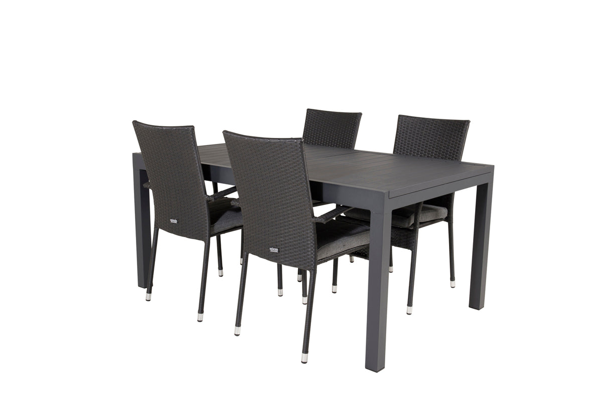 Anna & Marbella Spisestole Sort + Spisebord 160x100x75