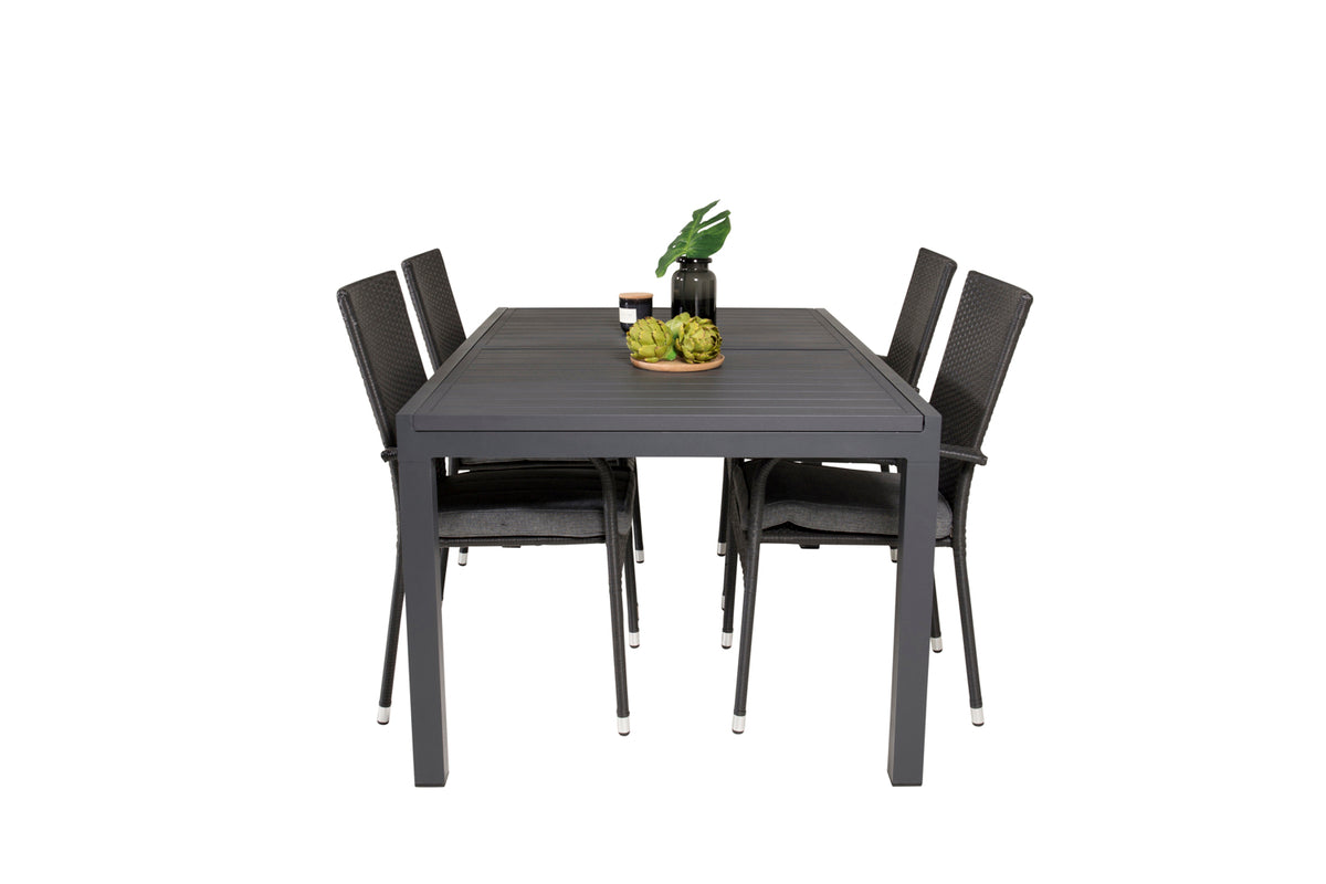 Anna & Marbella Spisestole Sort + Spisebord 160x100x75