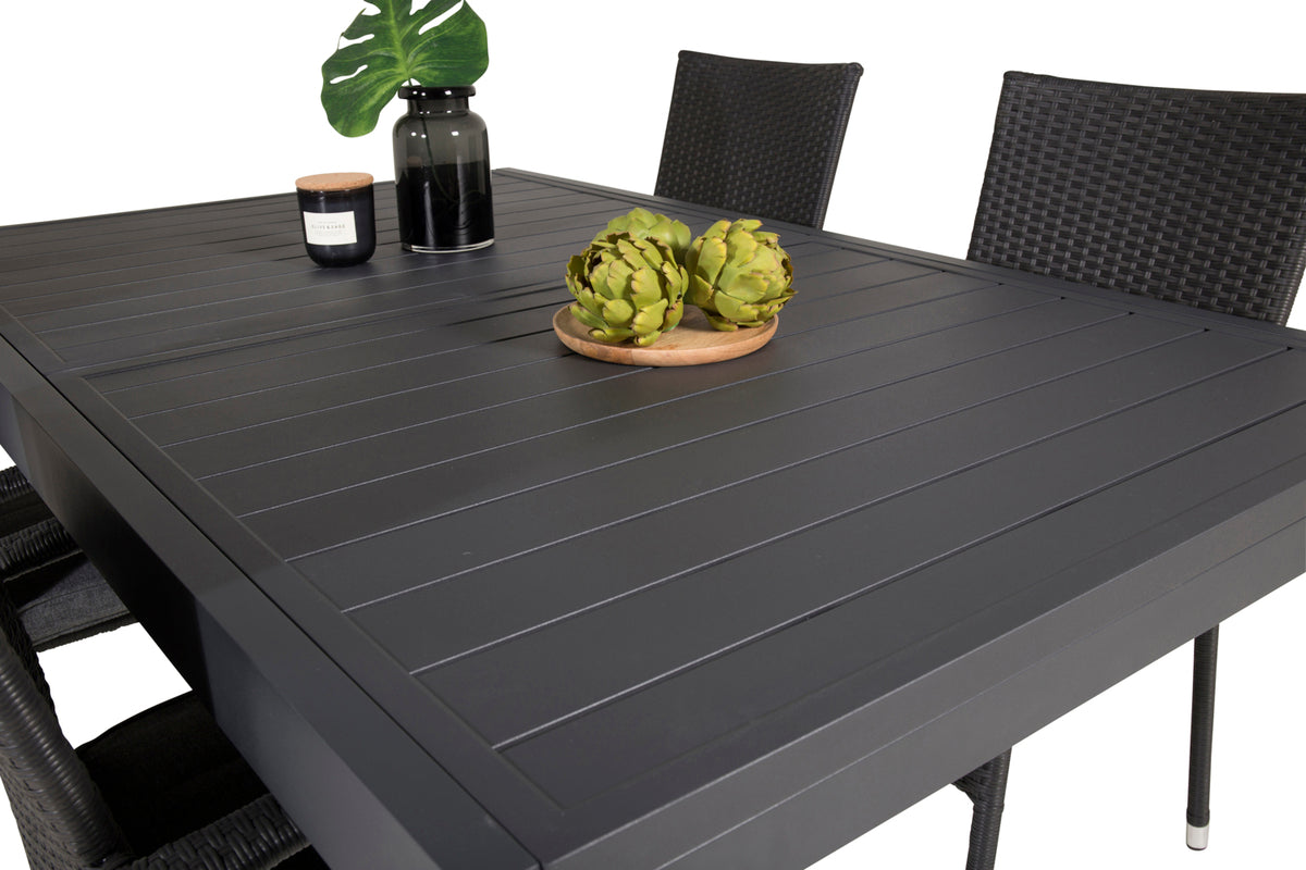 Anna & Marbella Spisestole Sort + Spisebord 160x100x75