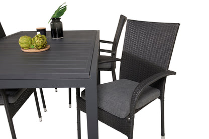 Anna & Marbella Spisestole Sort + Spisebord 160x100x75