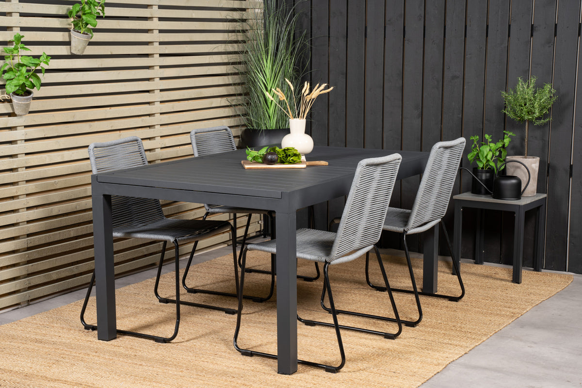 Lindos & Marbella Spisestole Grå + Spisebord 160x100x75