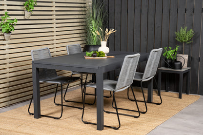 Lindos & Marbella Spisestole Grå + Spisebord 160x100x75