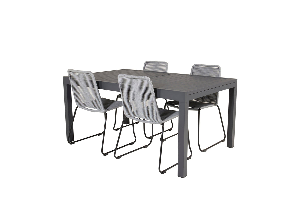 Lindos & Marbella Spisestole Grå + Spisebord 160x100x75