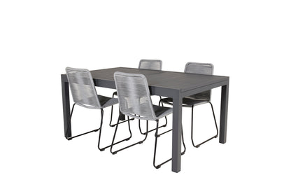 Lindos & Marbella Spisestole Grå + Spisebord 160x100x75