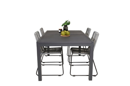 Lindos & Marbella Spisestole Grå + Spisebord 160x100x75