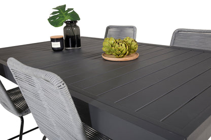 Lindos & Marbella Spisestole Grå + Spisebord 160x100x75