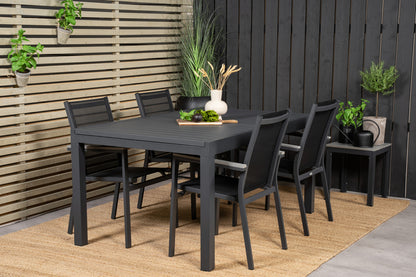 Parma & Marbella Spisestole Sort + Spisebord 160x100x75