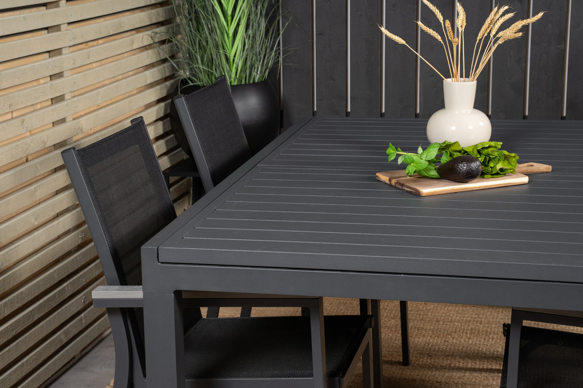 Parma & Marbella Spisestole Sort + Spisebord 160x100x75