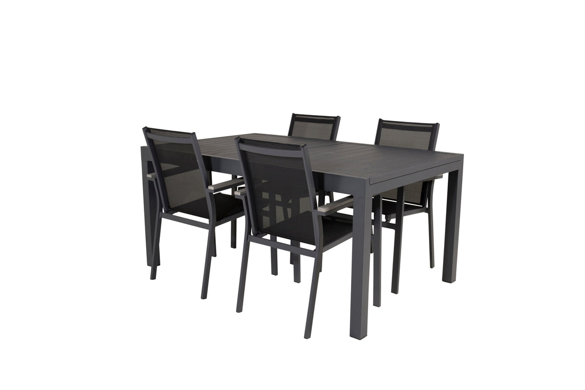 Parma & Marbella Spisestole Sort + Spisebord 160x100x75