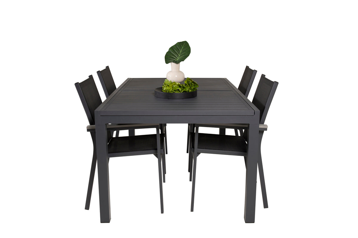 Parma & Marbella Spisestole Sort + Spisebord 160x100x75