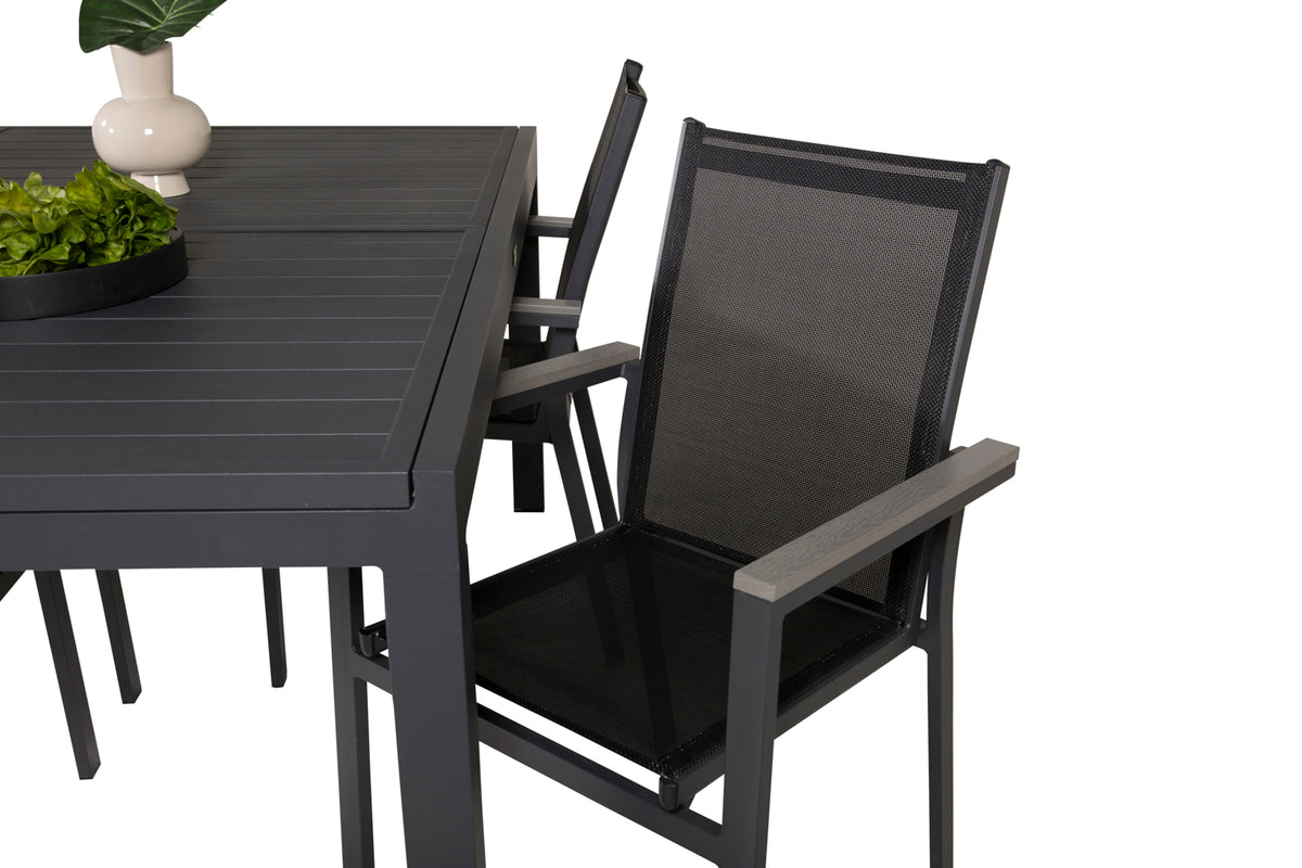 Parma & Marbella Spisestole Sort + Spisebord 160x100x75